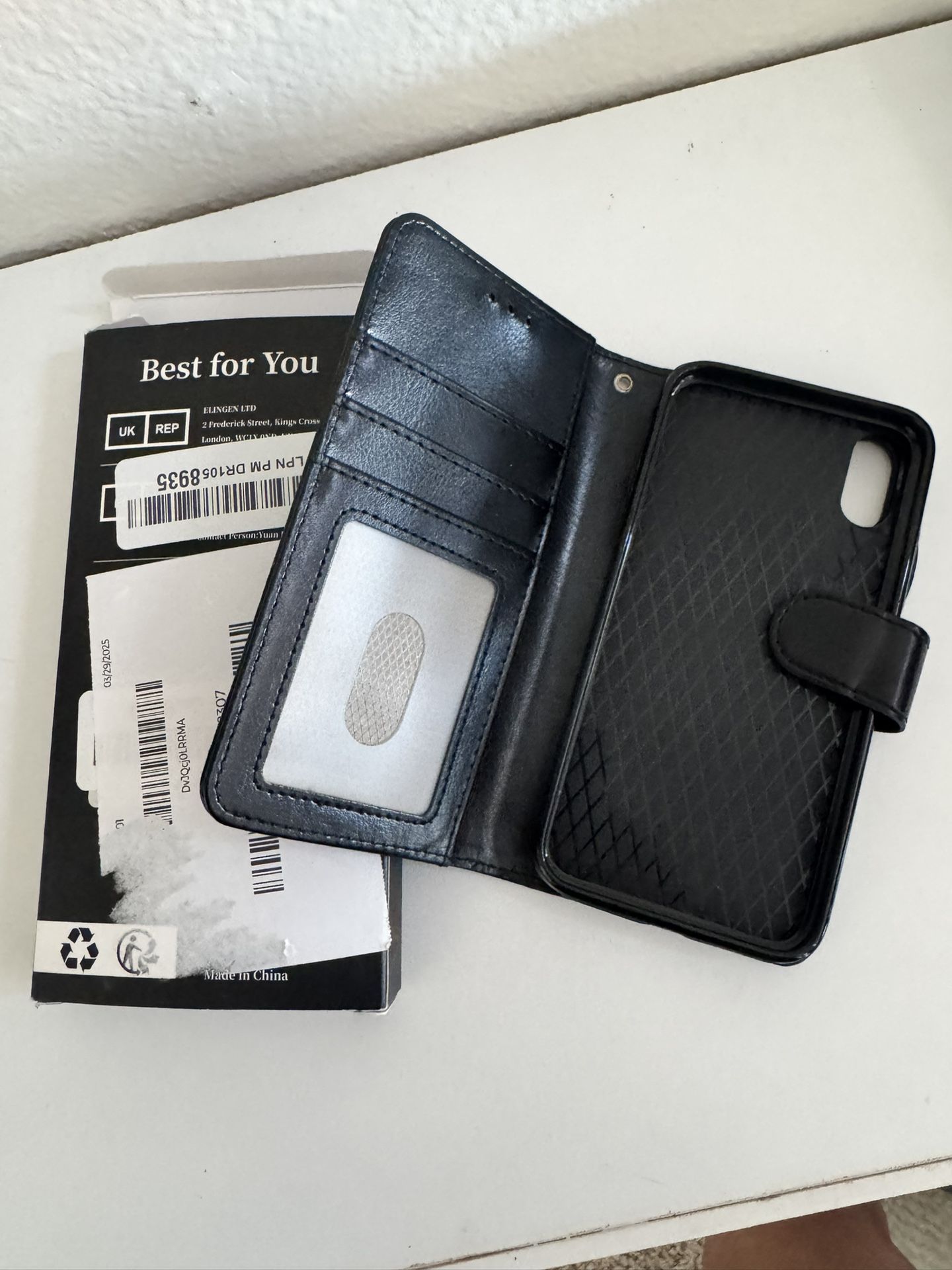 Black Leather Wallet Phone Case – iPhone X/XS/11 Pro Size (Unconfirmed)