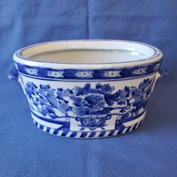 Blue and White Ceramic Planter