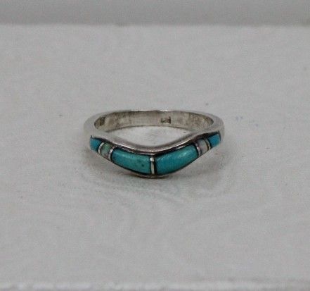 Navajo Turquoise and Opal Channel Set Ring