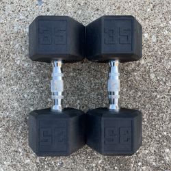 35 lb dumbbells dumbbell Set Rubber Hex Ibs weights weight 35lb 35lbs pair pounds Exercise Workout Gym