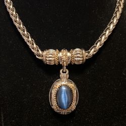 Vintage Statement Necklace With Blue Stone/rhinestones