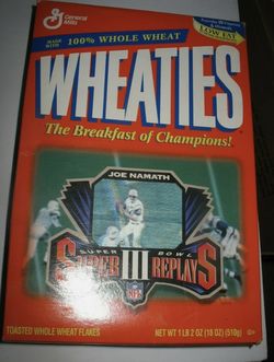 WHEATIES JOE NAMATH MVP SUPER BOWL III CEREAL BOX  With Cereal  - Great Condition