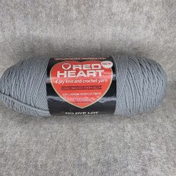 New Red Heart Super Saver 100% Virgin Acrylic Worsted Yarn 4 Ply 8 Oz #340 Grey 