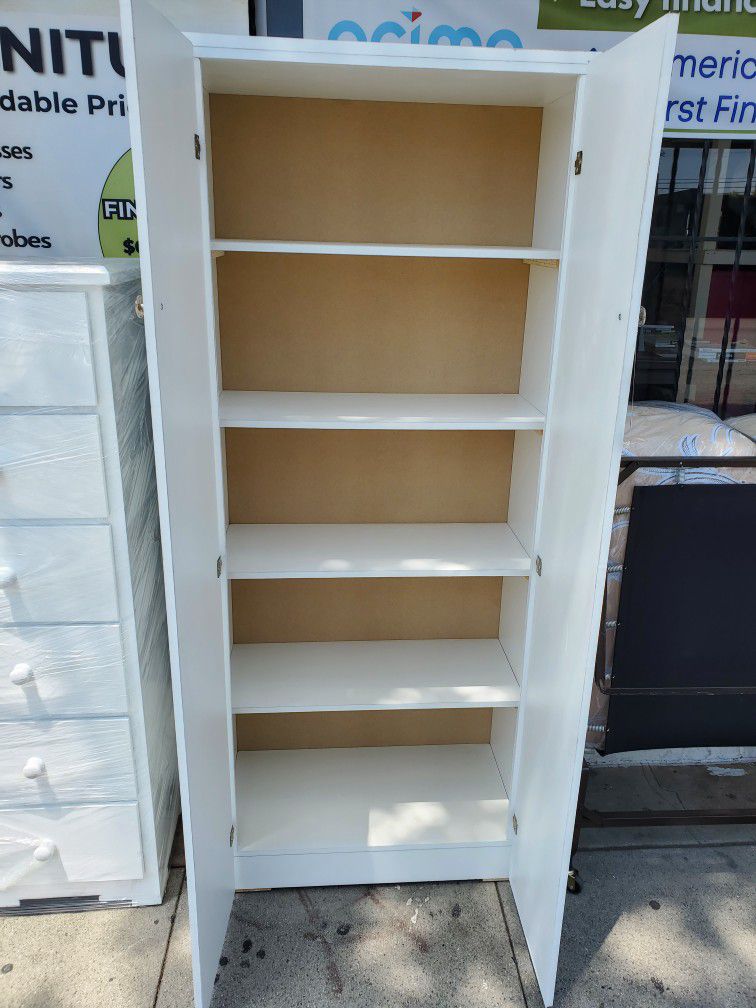 Brand New White Storage Shelving 2 Door Kitchen Pantry Cabinet Available In Other Colors 