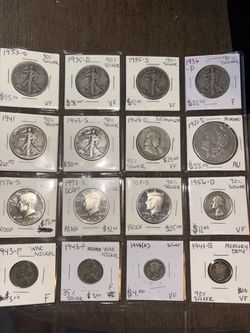 16-Coin U.S. Silver Coin Lot, Key dates, various denominations, various condition, various silver content.