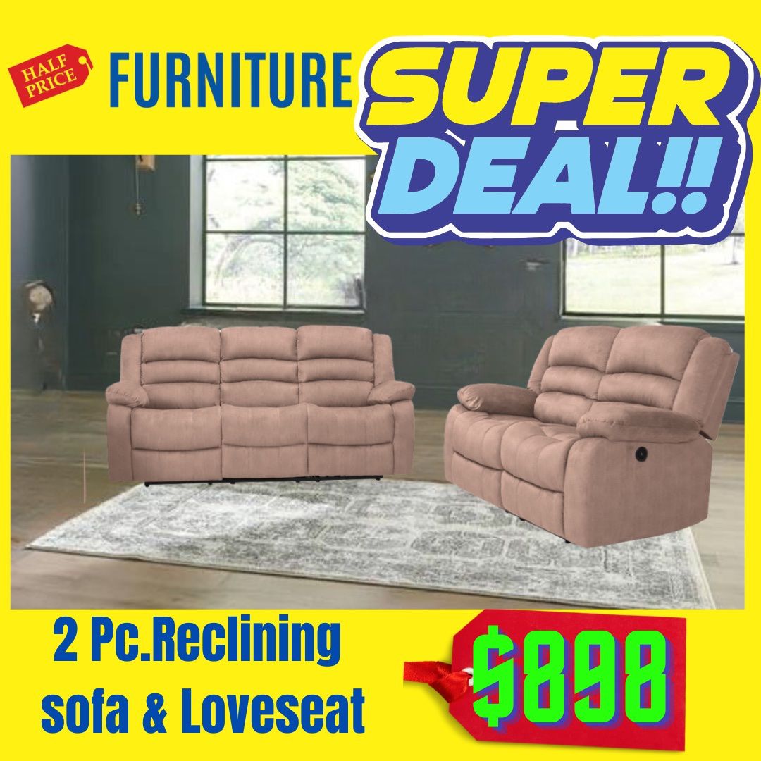 50%off 2 Pc Reclining Sofa And Loveseat BRAND NEW 