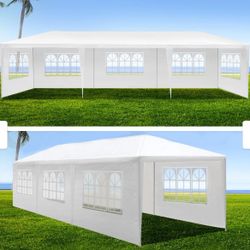 10 x 30 ft Canoppy Tent for Outdoor Celebrations with 6 Window Walls and 2 Zipper Walls