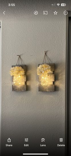 2 Hanging Mason Jars With Lights 