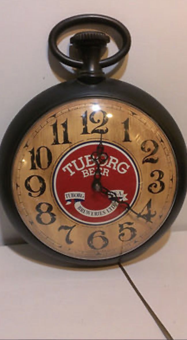 RARE 1973 TUBORG BEER CLOCK, BREWERY SIGN BUBBLE OLD VINTAGE ANTIQUE BAR WALL 