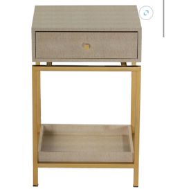 SET OF 2 Cortesi Home Everett Nightstand End Table with Gold Metal Frame - brand new