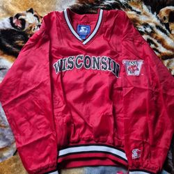 Starter Winsconsin Badgers V Neck Pullover