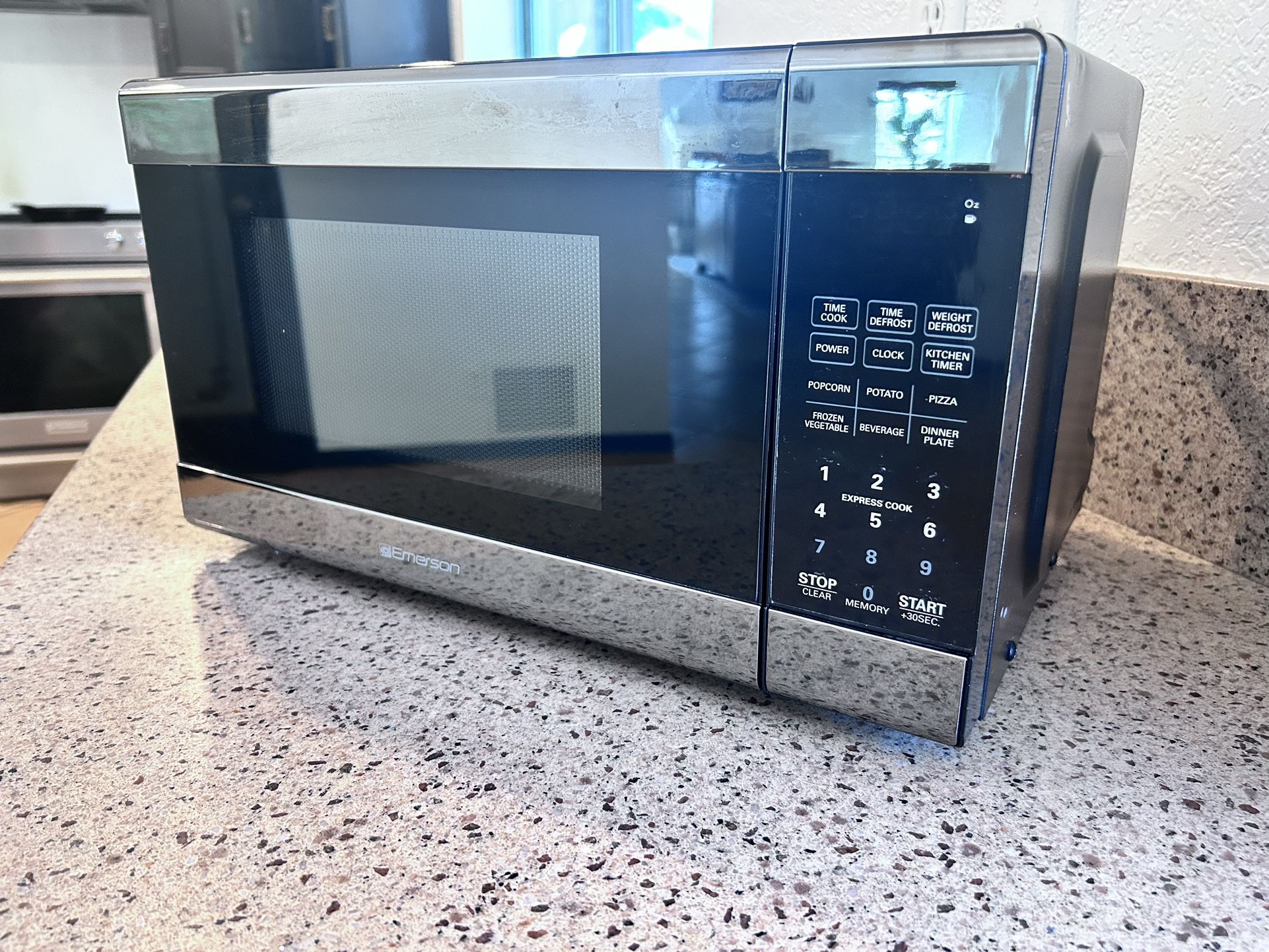 Emerson Compact Countertop Microwave * Stainless Steel And black Trim