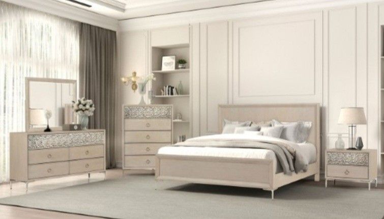 Brand New Natural Oak 4pc Queen Bedroom Set (Available In Eastern King)
