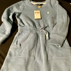 SALE Girls Polo Ralph Lauren Sweatshirt Dress Blue Size 5  SALE