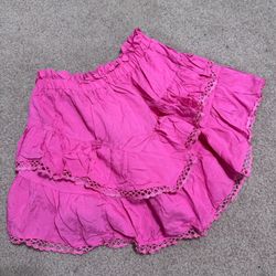 New Xs pink ruffle short mini skirt skort boho stretchy