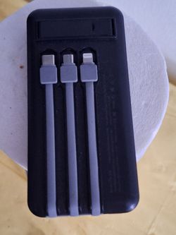 Portable Power Bank with Built-In Cables