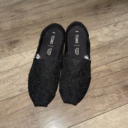 Toms Womens Black Moroccan Crochet Slip On Pull On Shoe Seasonal Alpargata 