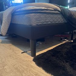 Full Size Mattress And Black Tufted Bed Frame 