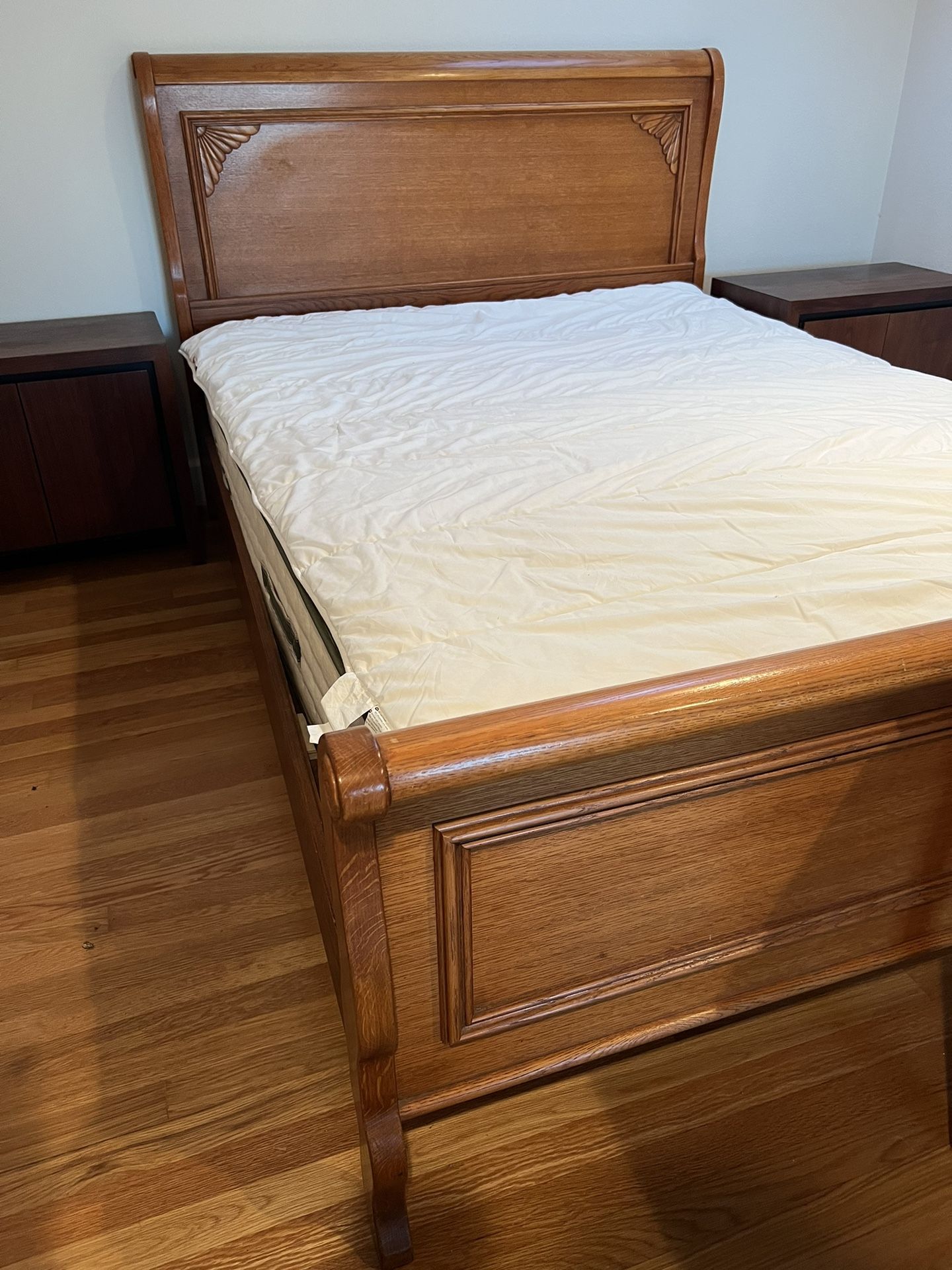 Vintage Oak Queen Bed Frame