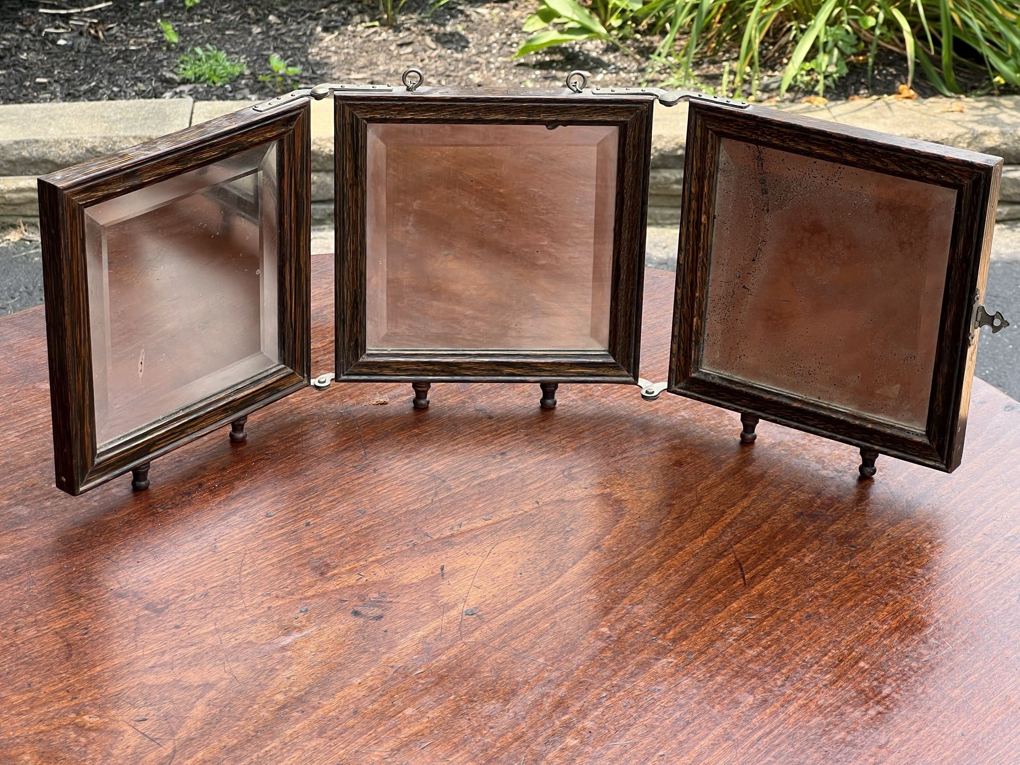 Antique English Victorian Trifold Vanity Mirror c. 1890