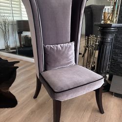 Designer High Back Grey Velvet Chair 