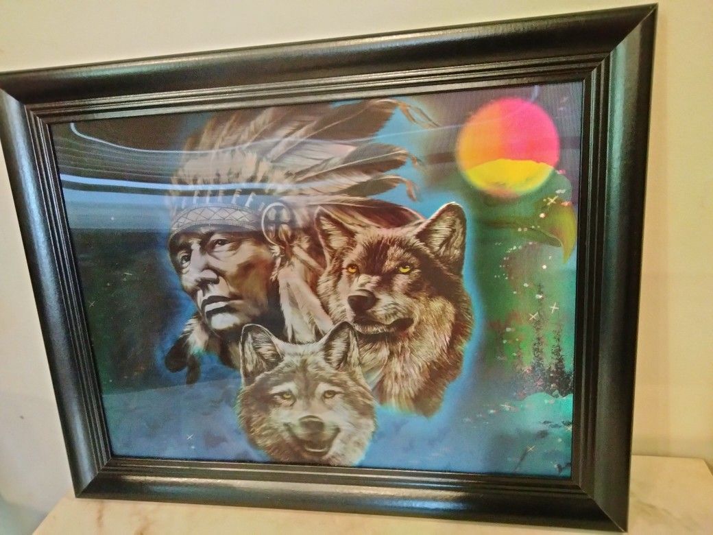 Native American 3d Holographic 3 In 1 Pictures That Change As You Move 14/ Inches Tall 18/Wide