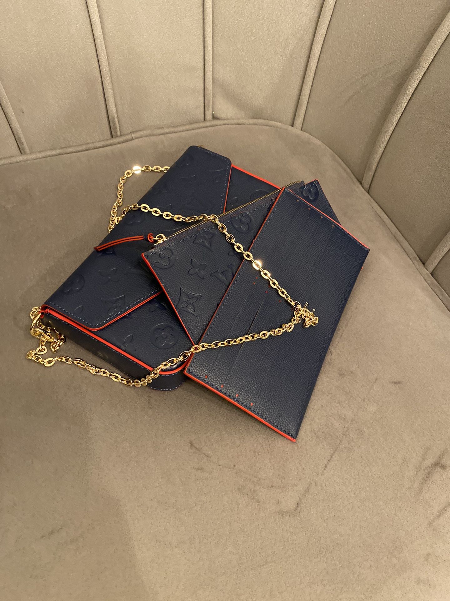 Navy Blue Set Trio 3 Pc Shoulder Bag New In Dust Bag Only