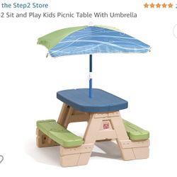 Step2 Sit and Play Kids Picnic Table With Umbrella