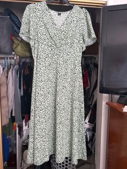 Green Floral Print Midi Dress 1x