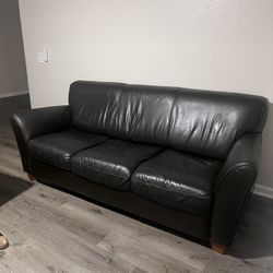 2 Black Leather Couches 