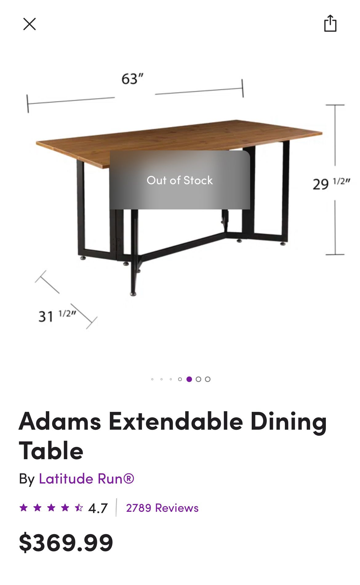 PRICE REDUCED -Adams Extendable Dining Table 