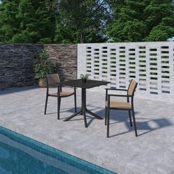 Brand New Square Black Bistro Set – Table + 2 Chairs | Outdoor & Patio Furniture | 1 Year Warranty | Delivery Available