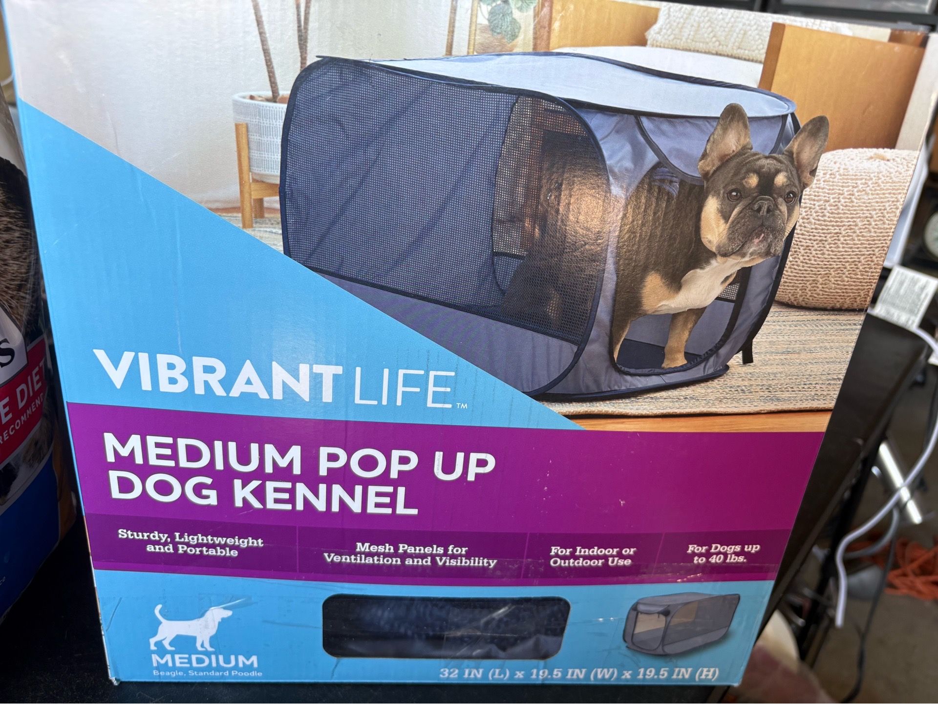 Medium size pop up dog kennel