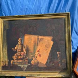 Oriental Decorative Painting – Antique Style with Buddhist Figure