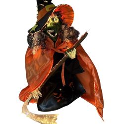 Fiber Optic Halloween Witch Light Up Lamp Decor 18" 5 Colors Spider vintage