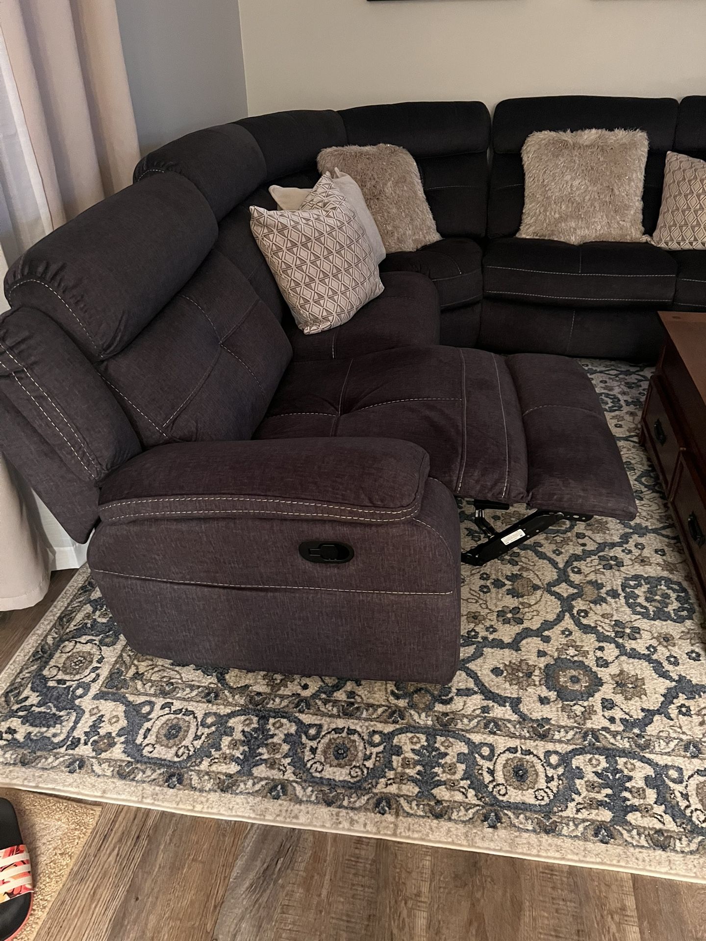 One Year Old Sectional And All Wood Coffee Table 