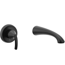 Glyde Matte Black Single Handle Wall Mount Tub Filler High Flow Faucet with 10" Spout Reach, WT371BL