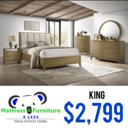 Granada 5-Piece King Bedroom Set Natural Pine