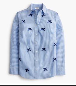 J Crew Women's Striped All Over Bow Shirt Size M NWT
