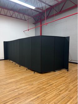 Room Divider 360® Folding Portable Partition - 25’ x 6’10” Black Fabric Privacy Wall - Versare