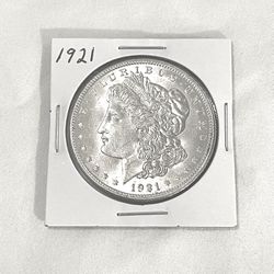 Uncirculated 1921 Morgan silver dollar