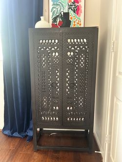 Carved Wood Mirrored Cabinet/Armoire from World Market
