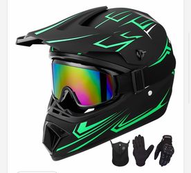 Youth motorcross helmet, gloves, goggles