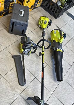 Ryobi 2 cycle gas combo blower trimmer and gas chainsaw