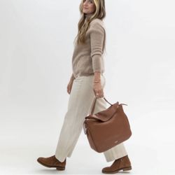 ITALEAU Women's 9.5, Foliana Waterproof Suede Booties Cognac