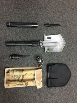 military portable folding shovel heavy duty with carrying pouch for camping,hiking,fishing,hunting,car emergency