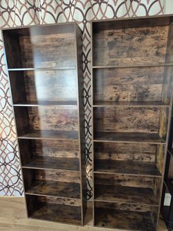 Modular Industrial-style Wooden Bookshelf - Set of 2