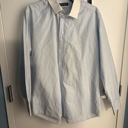 Dolce & Gabbana Slim Fit Dress Shirt 17 Light Blue Long Sleeve Contrast