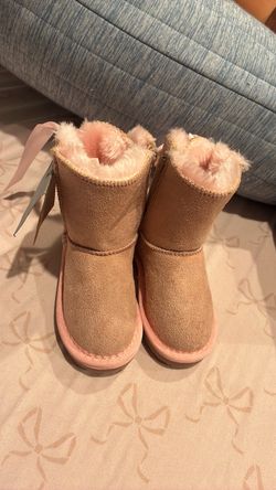 Kids Tan Suede Fur-Lined Winter Boots