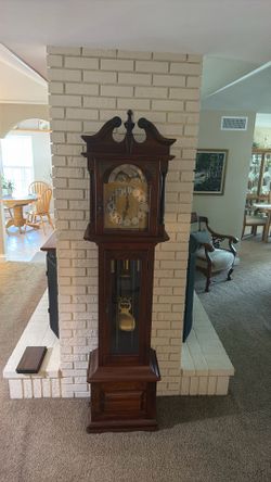 Handcrafted Solid Wood Grandfather Clock, Signed & Dated 1980 — Moon Phase, Triple Chime